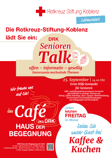 Flyer Seniorentalk Erste Hilfe 25. September